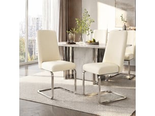 Lot de 2 chaises 52x45x88 cm, chaises salle à manger, en velours beige, pieds en métal argenté, dossier motif losange