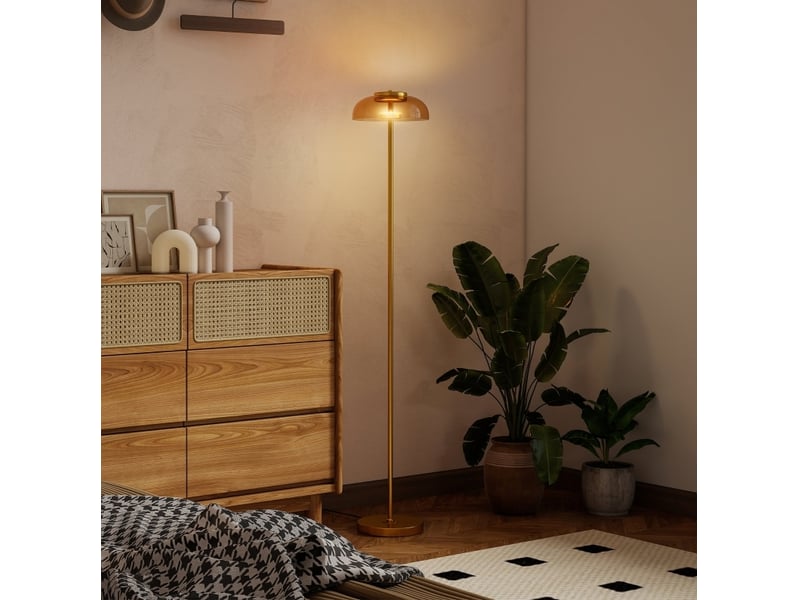  Lampadaire led 25x25x134 cm interrupteur au pied métal laiton antique  - Conforama D
