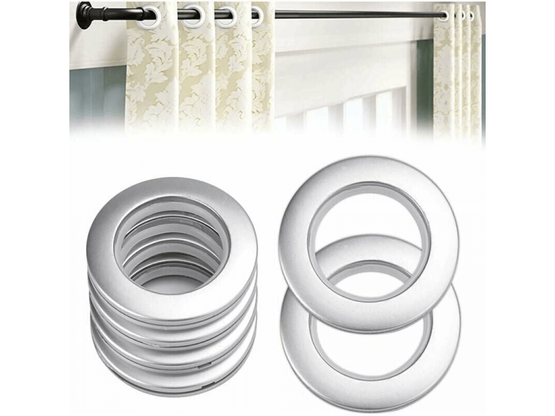 Crochets muraux lot de 50 anneaux de rideaux en plastique, anneaux à œillets de 40 mm, anneaux en plastique argentés pour tringles à rideaux, gris - Conforama A