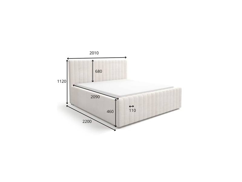  Lit double eloria 180x200 gris anthracite avec tête de lit capitonnée  - Conforama C