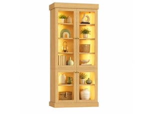 Vitrine coloris naturel 4 étagère(s) <strong>MEULVA</strong> <strong></strong> - 80 cmx180 cm
