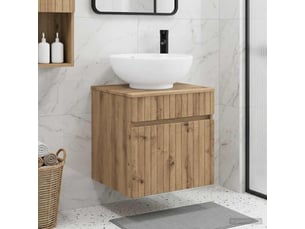 Meuble de lavabo mural, rangement salle de bain chêne artisanal 49x44.5x66.5 cm