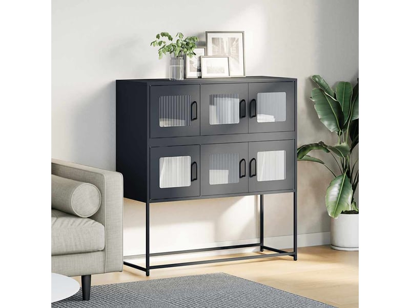  Buffet - bahut - meuble de rangement anthracite 100,5x39x107 cm acier laminé à froid  - Conforama C