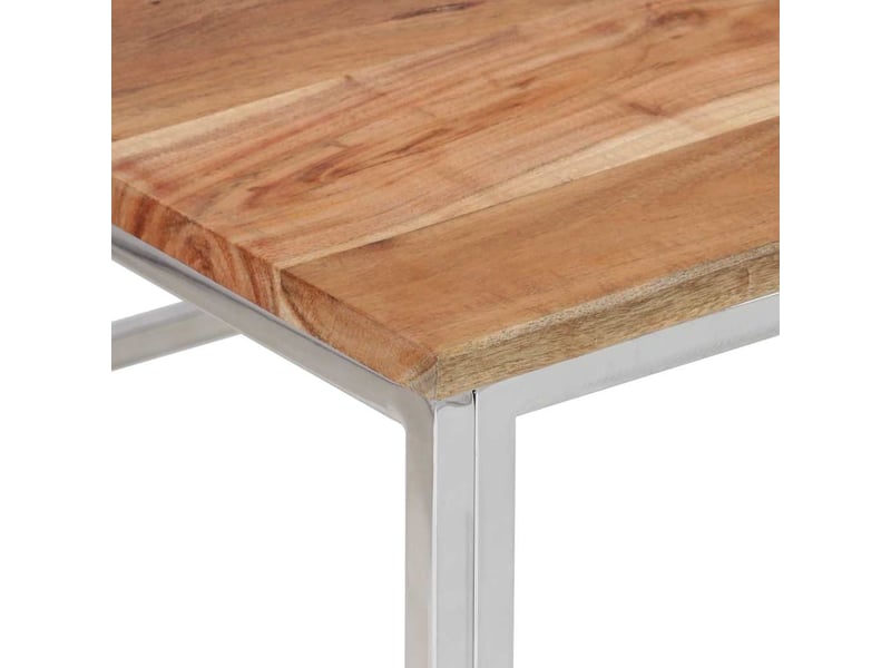 Table basse - table de salon - table à thé argenté acier inoxydable et bois massif d'acacia  - Conforama E