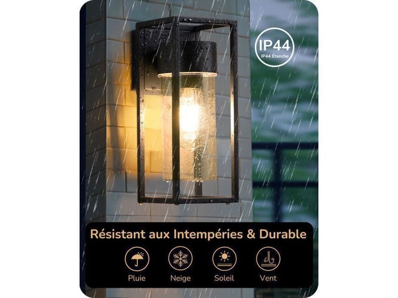  Applique murale moderne exterieur interieur aluminium noir ip44 e27 lot de 2 370618_AADHT69454_6_DROPFR - Conforama D
