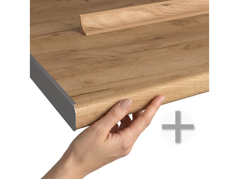 Vicco cuisine, chêne artisanblanc, 220cm plan de travail chêne doré  - Conforama C