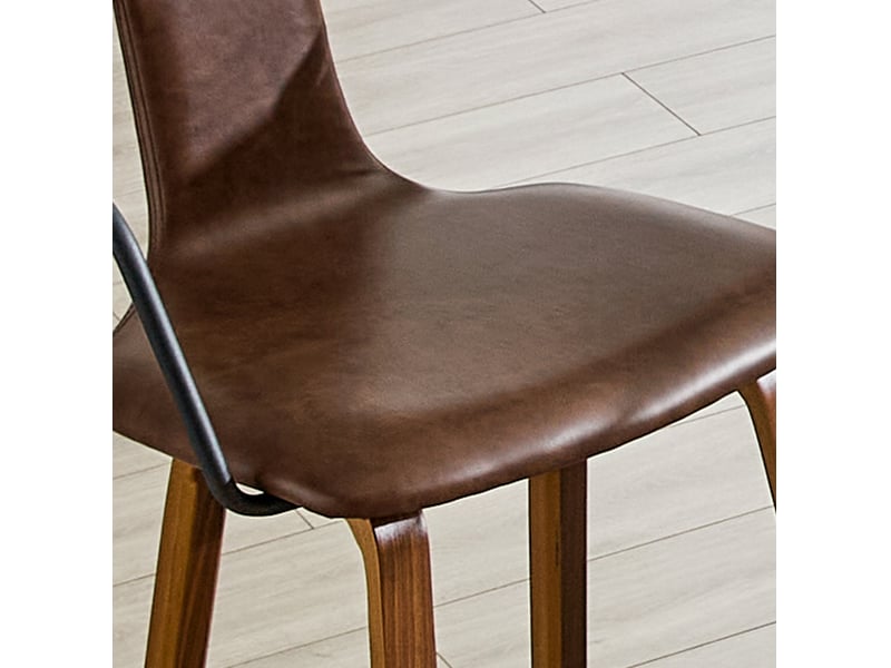  Lot de 2 tabourets de bar 42 cm avec accoudoirs ergonomiques, pieds en bois et repose-pieds en métal, couleur marron  - Conforama E