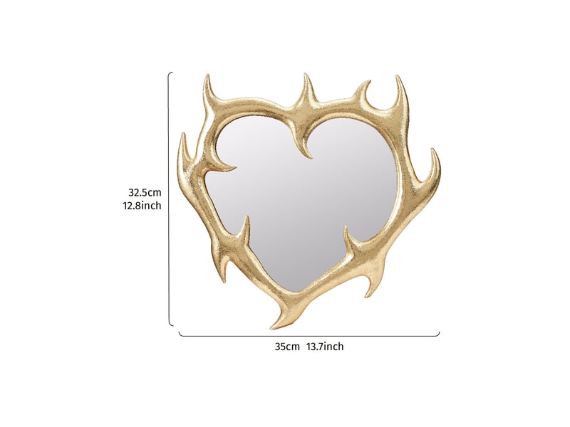  Miroir suspendu en résine en forme de cœur doré – miroir en relief de style européen – décoration bohème pour salon ou bureau – 32,5 x 35 cm  - Conforama B