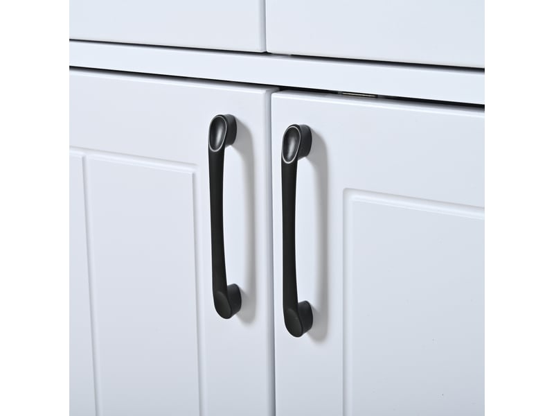  Buffet blanc 120 cm meuble de rangement 3 tiroirs et 3 portes design rayé  - Conforama R