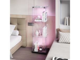 Vitrine en verre 123.3x39.8x35cm - vitrine 1 porte 3 niveaux avec lampe tactile et base noire - meuble de présentation - noir
