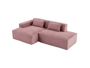Canapé modulable droit 2pl 233x129x70 cm, meuble de salon, agréable et contemporain, avec coussins, polyester, couleur rose
