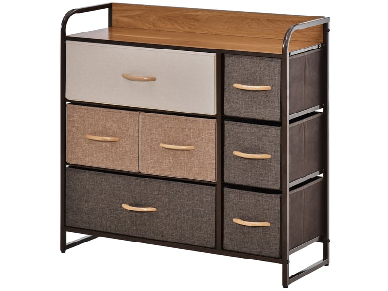  Commode 7 tiroirs en tissu et cadre en métal 80 x 29 x 78,5 cm  - Conforama A