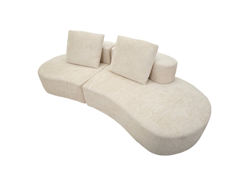  Canapé fixe 2 places masule, revêtement tissu bouclé, 40x43x115h cm blanc crème Masule - Conforama A
