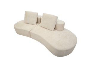 Canapé fixe 2 places masule, revêtement tissu bouclé, 40x43x115h cm blanc crème