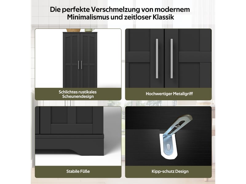 Armoire de cuisine noire, meuble de rangement avec led et 2 portes, 120x60cm (sans matelas).  - Conforama D