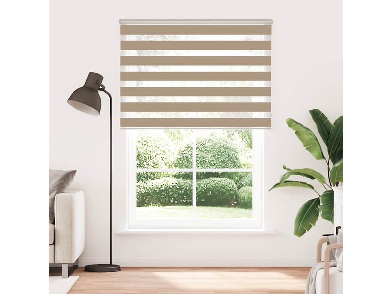 Store zèbre, store de fenêtre marron sable largeur du tissu 160,9 cm polyester cf48795 - Conforama A