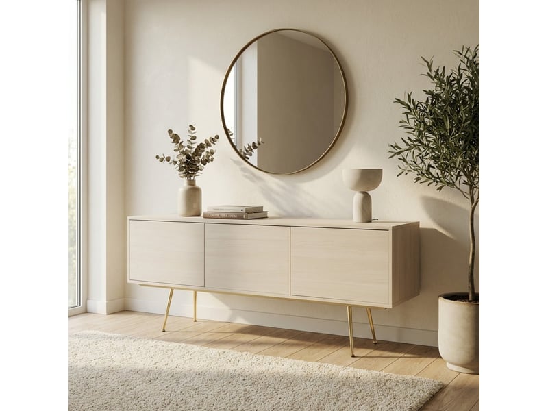 Meuble tv moderne avec 3 portes vharm - beige  - Conforama B