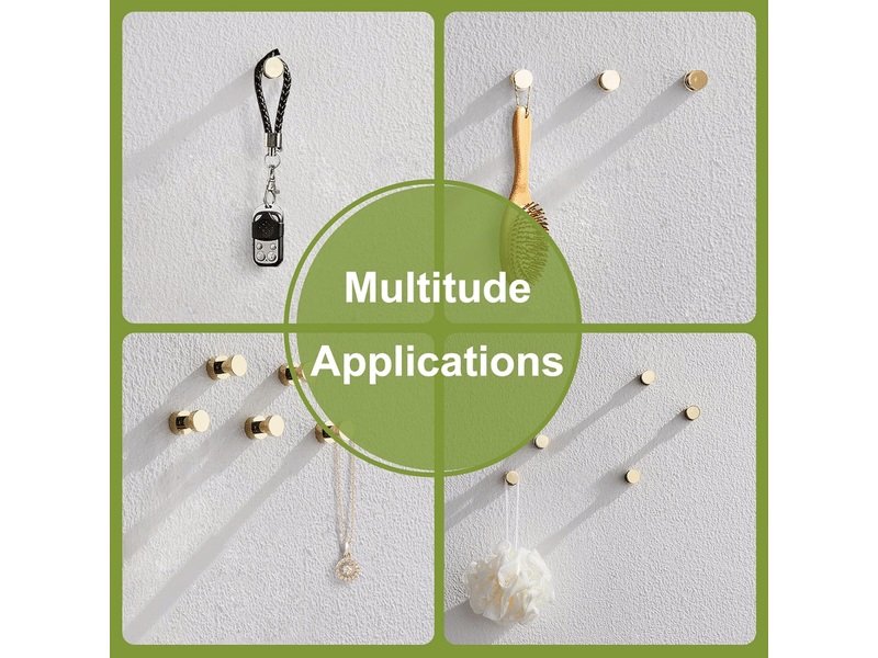  Lot de 5 crochets muraux adhésifs ultra-résistants en laiton doré pour portes de placards de salle de bain et de cuisine  - Conforama B