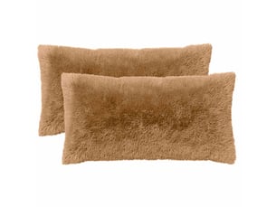 Lot de 6 coussins avec oreiller, coussins décoratifs heerlen taupe fleece pv cf50900