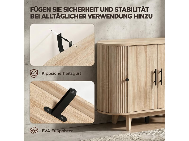 Buffet de rangement avec 4 portes et étagères réglables, pour salon ou entrée, mdf naturel, 90 × 40 × 76 cm - Conforama E