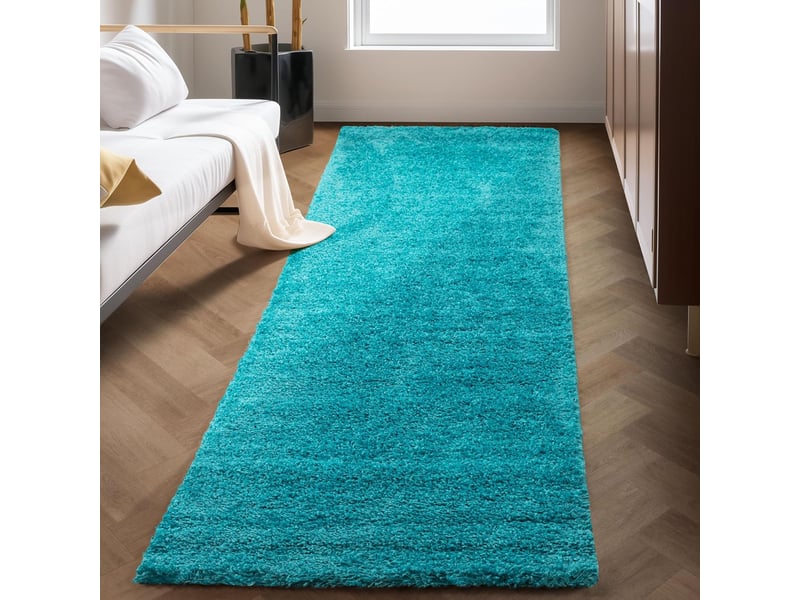 Shaggy - tapis uni à poils longs - turquoise 140 x 200 cm LIFE1402001500TURKIS - Conforama C