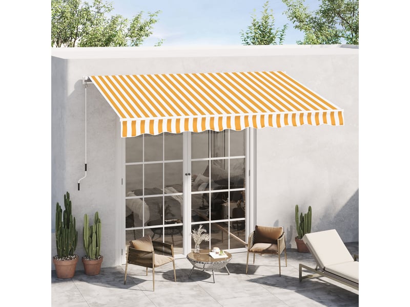  Store mural avec bras articulé et manivelle, structure robuste en aluminium et toile en polyester, 295 x 245 cm, orange  - Conforama D