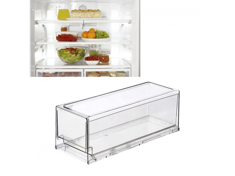  Organiseur de tiroir pour réfrigérateur, grande capacité, transparent, bac de rangement coulissant pour réfrigérateur  - Conforama C