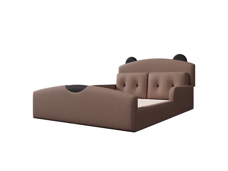  Lit d'enfant 140 x 200, avec 2 coussins décoratifs, en lin, couleur café  - Conforama E