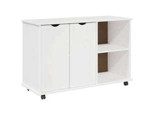 Caisson roulant de bureau blanc 100 x 39 x 65,5 cm bois de pin massif