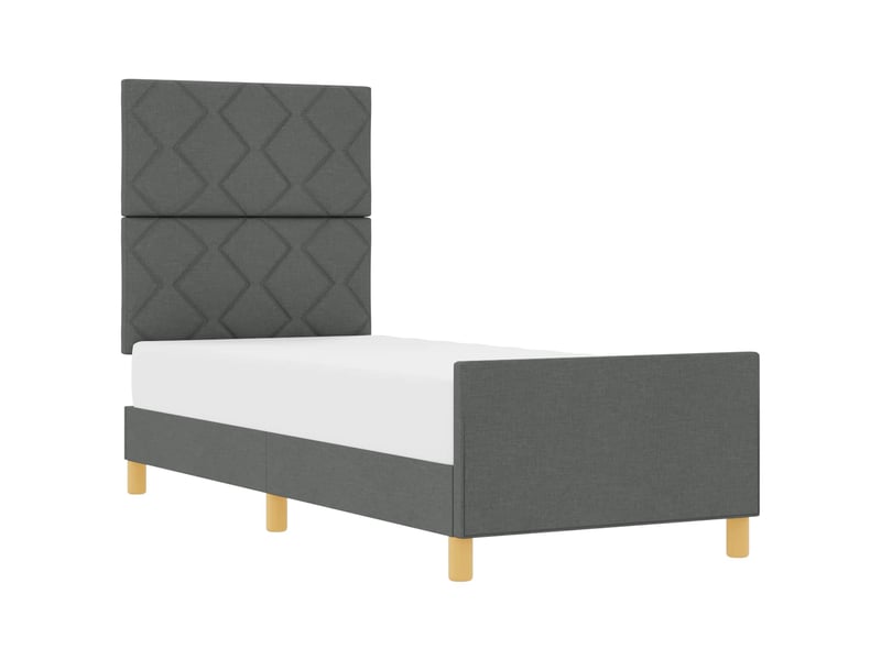  Lit simple- lit adulte -  cadre de lit avec tête de lit gris foncé 80 x 200 cm tissu  - Conforama A
