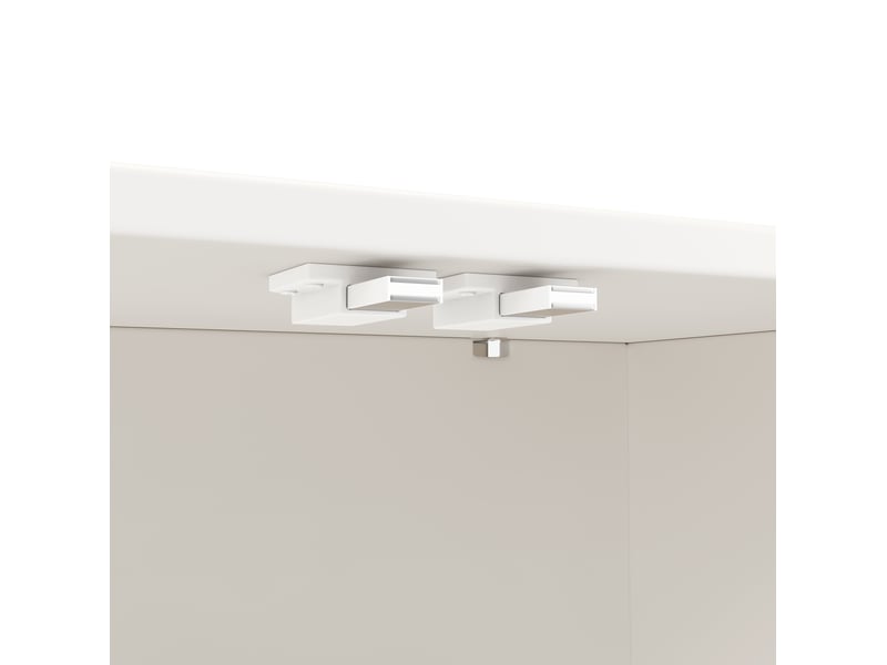  Meuble tv 120x35x71 cm blanc mdf et métal, rangement avec portes, étagère réglable et anti-basculement  - Conforama E