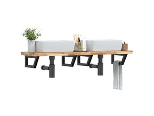 Étagère de vasque | étagère murale acier et bois massif d'acacia shl4206