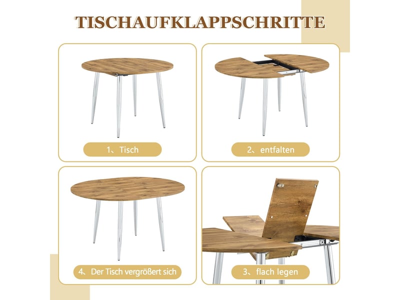 Table à manger plateau extensible table de salle à manger format rond conversion en ovale - Conforama D