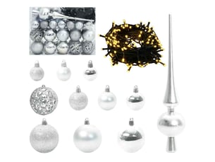 Ensemble de boules de noël 61 pcs 150 led blanc chaud ø 6 cm