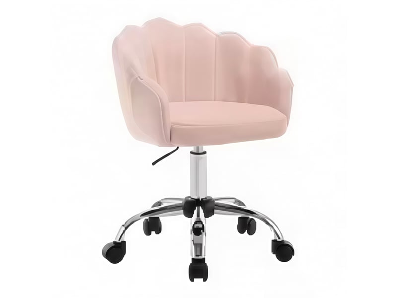  Chaise de bureau fleur,37,5x55x81,5 cm,réglable à roulettes,tissu,rose  - Conforama A