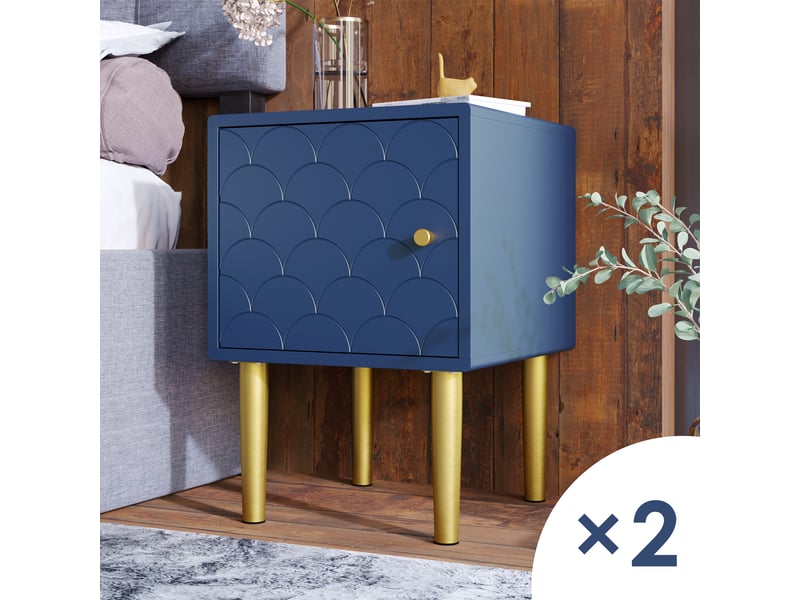  Lot de 2 tables de chevet,35x35x51 cm,panneau de particules,bleu marine  - Conforama B