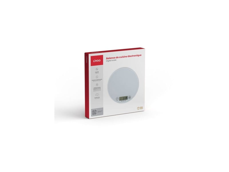  Balance de cuisine electronique dom494w 5 kg plateforme verre ultra slim lcd blanc LIV1722552146643 - Conforama E