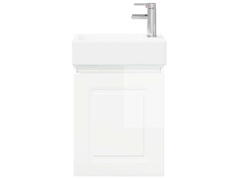  Meuble de rangement salle de bain avec robinet blanc brillant shl5570  - Conforama E