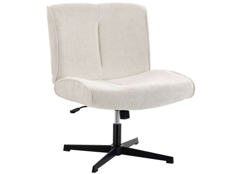  Fauteuil pivotant en velours réglable en hauteur blanc crème 63 x 75 x 90 cm  - Conforama B