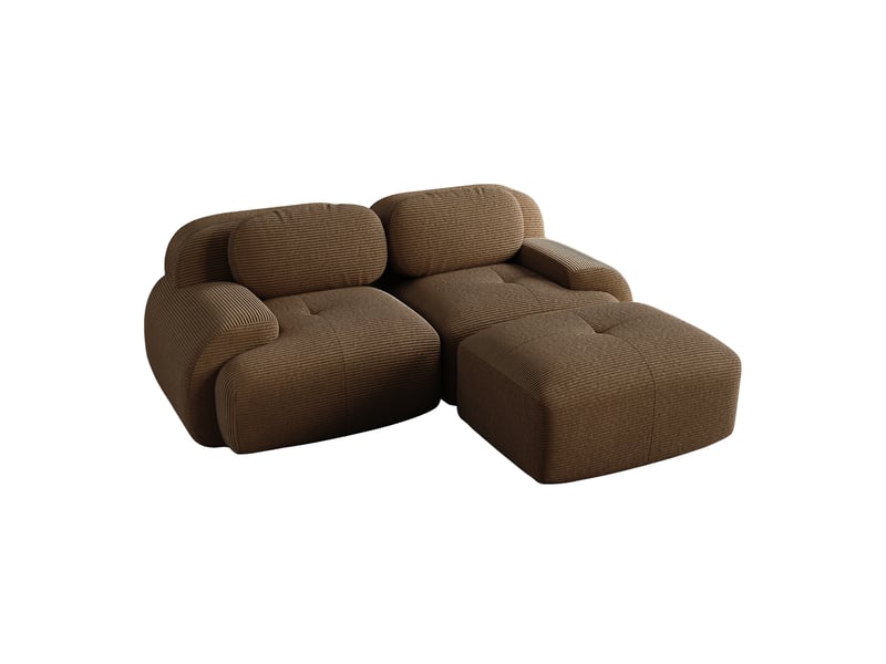  Canapé d'angle, canapé modulable, en velours tricoté, marron, forme incurvée, adapté à l'espace de vie, 208 cm  - Conforama E