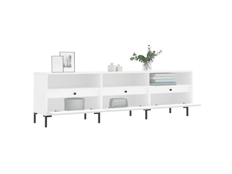  Meuble tv - banc tv - meuble de rangement blanc 150x30x44,5 cm bois d'ingénierie  - Conforama D