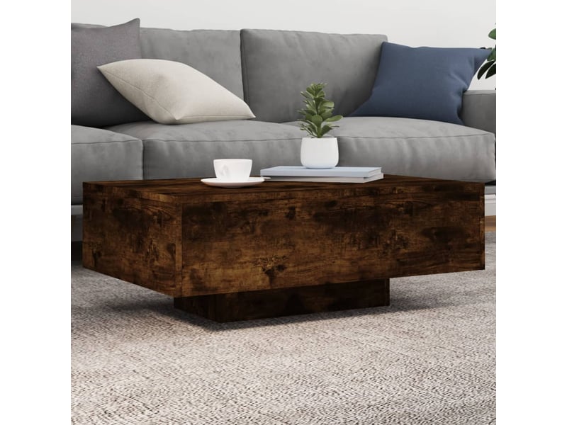  Table basse - table de salon - table à thé avec lumières led chêne fumé 85x55x31 cm  - Conforama B