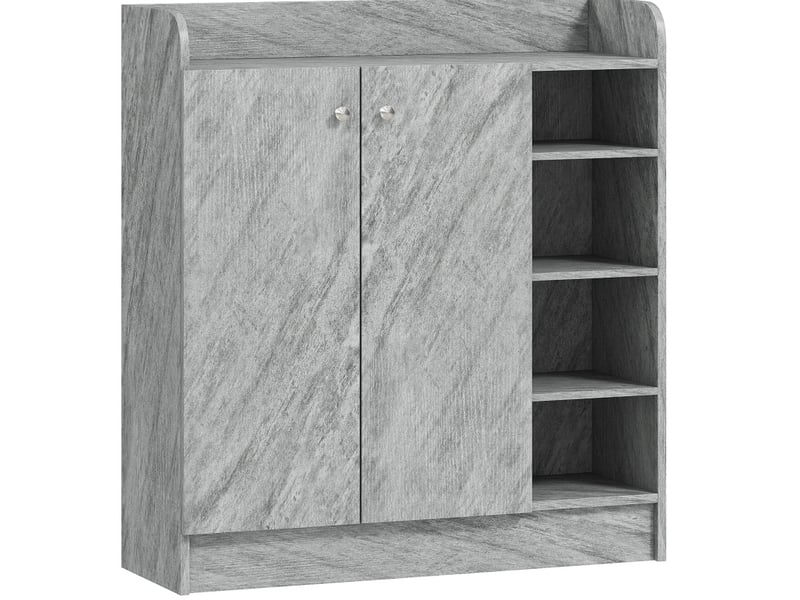 Meuble à chaussures modenvie 2 portes 4 niches ouvertes 83 x 30 x 90 cm gris  - Conforama A