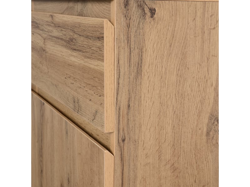 Buffet 135x40x81 cm, meuble de rangement cuisine avec 3 portes et 3 tiroirs, bois naturel - Conforama W
