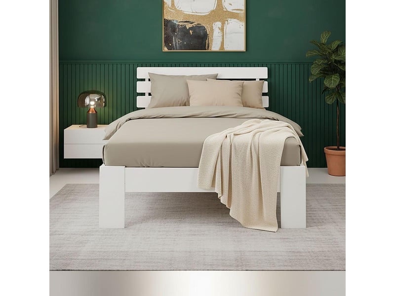  Lit en bois 90x200 cm blanc avec matelas 3207 - Conforama D