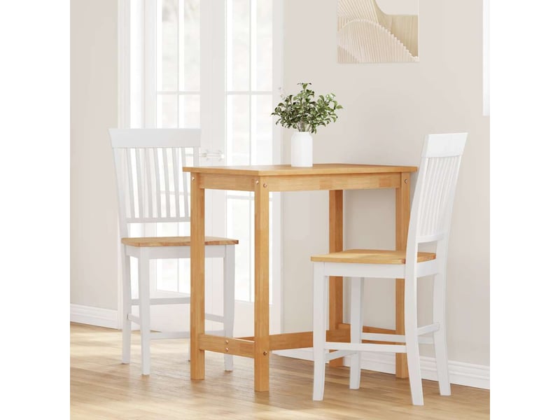  Lot de 2 tabouret de bar, chaise de bar en bois massif blanc et caoutchouc shl93884  - Conforama C