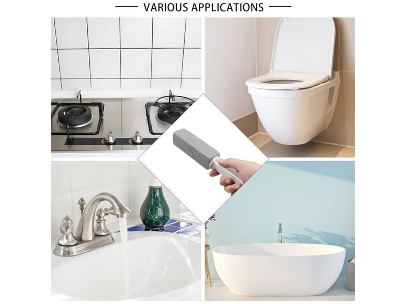 Brosse de nettoyage en pierre ponce – lot de 4 avec poignée, pour cuvette de toilette, élimine les taches et les anneaux d'eau dure. - Conforama C