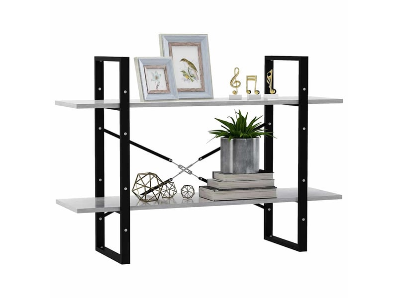  Bibliothèque à 2 niveaux, armoire à livres gris béton 100x30x70cm bois ingénierie  - Conforama D