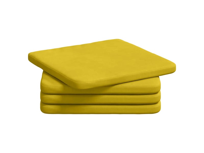 Lot de 4 coussins de siège, coussins décoratifs velours jaune 40 x 40 x 3 cm cf60039 - Conforama A