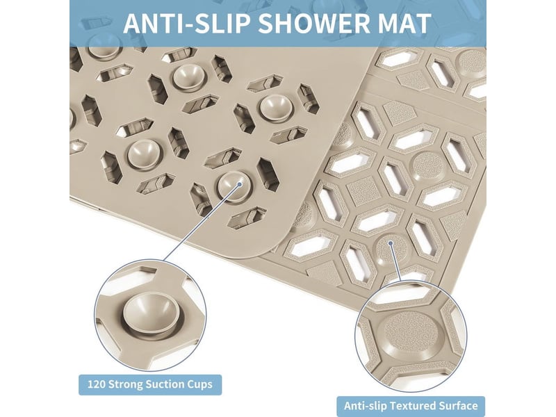  Tapis de douche en tpe à ventouses - 27 x 27 pouces - marron  - Conforama D